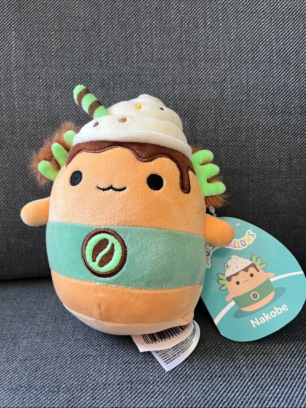 Nakobe Squishmallow 6” Plush Toy - Mint & Peach Coffee Character